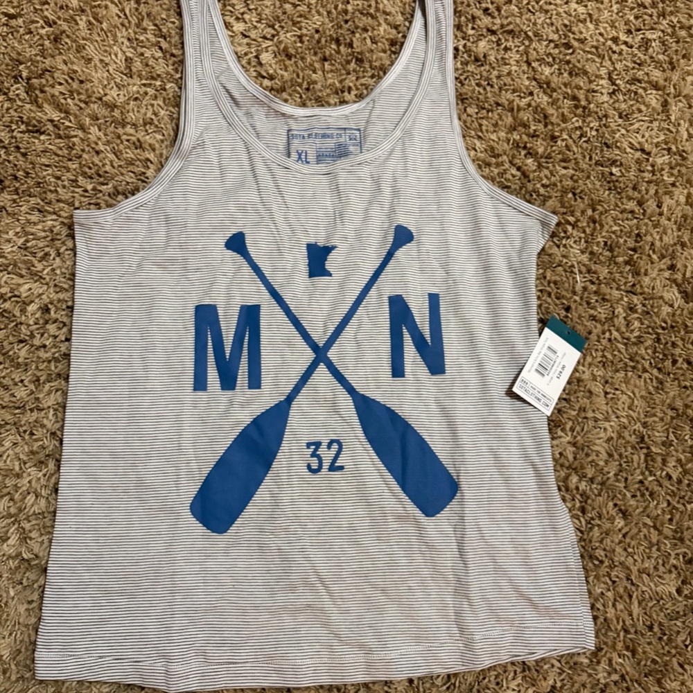 Brand  from Sota MN Gray & Blue Striped Graphic Tank Top size XL